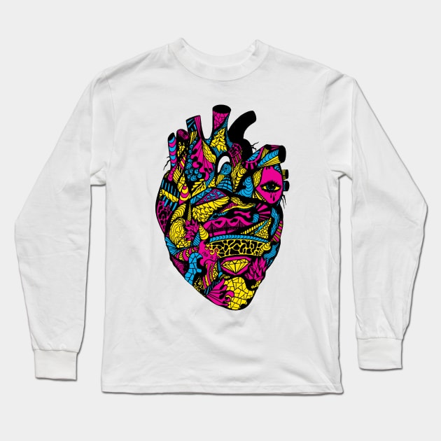 CMYK Transparent Heart Long Sleeve T-Shirt by kenallouis